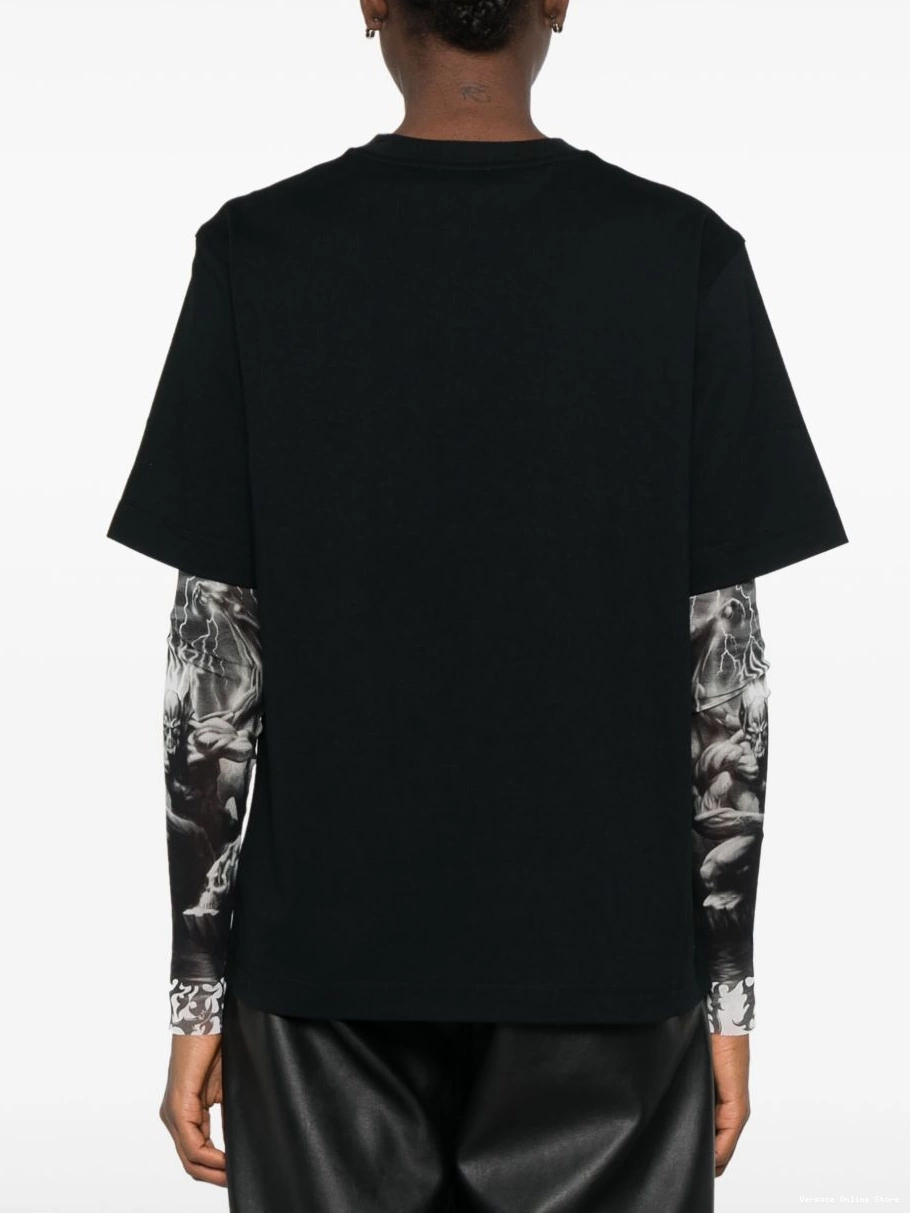 Cheap Versace Women flocked-logo T-shirt 0707
